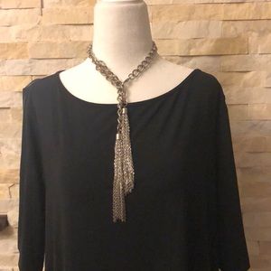 Silver metal lariat necklace